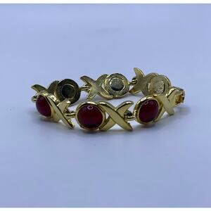 Vintage Korean Gold and Ruby Tennis Bracelet - Luxe Glam
